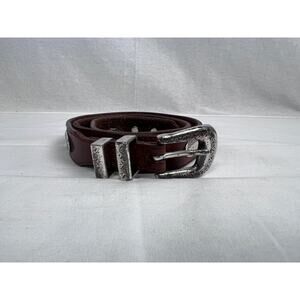 Vintage Canterbury Belt Brown Leather Silver Tone Medallion Western Rodeo Boho